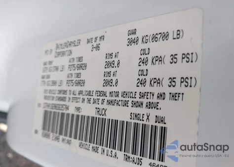 2006 Dodge Ram 1500 Slt из США, поврежденный, VIN 1D7HA18206S635704